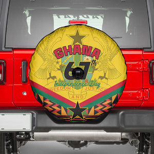 Ghana Independence Day Spare Tire Cover with Freedom and Justice and African Pattern