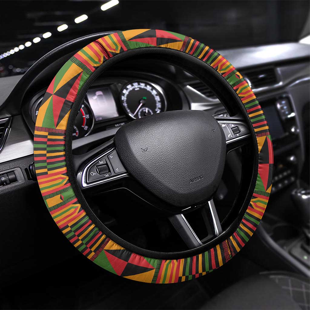 Ghana Independence Day Steering Wheel Cover with Freedom and Justice and African Pattern