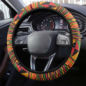 Ghana Independence Day Steering Wheel Cover with Freedom and Justice and African Pattern