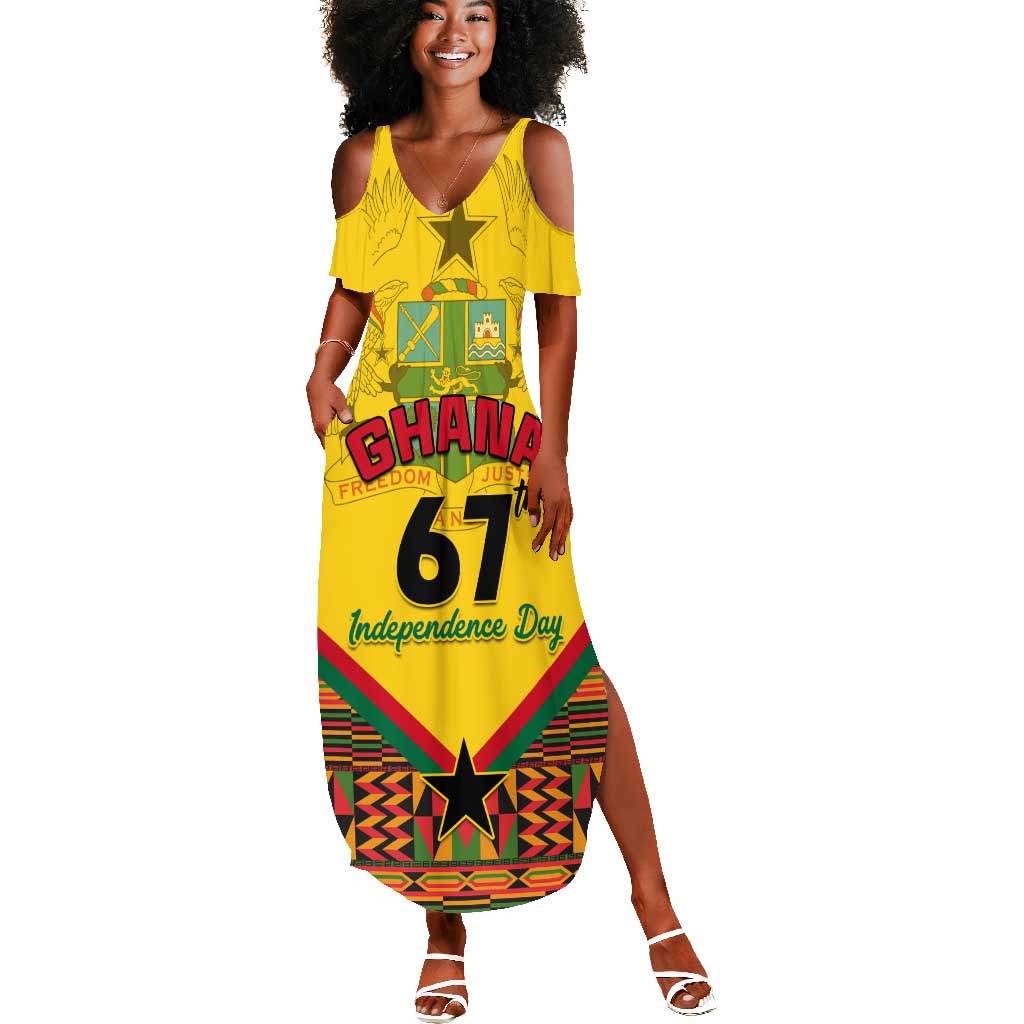 Ghana Independence Day Summer Maxi Dress with Freedom and Justice and African Pattern