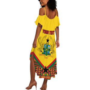 Ghana Independence Day Summer Maxi Dress with Freedom and Justice and African Pattern