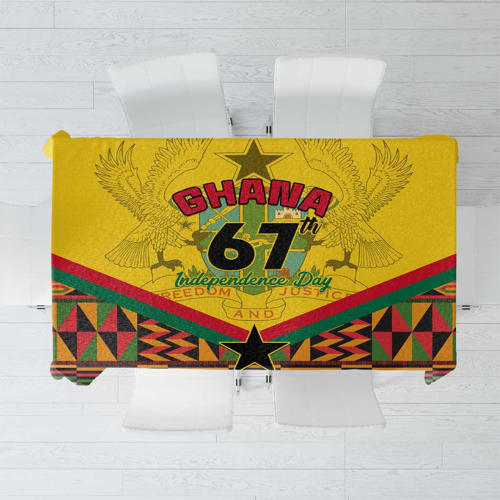 Ghana Independence Day Tablecloth with Freedom and Justice and African Pattern