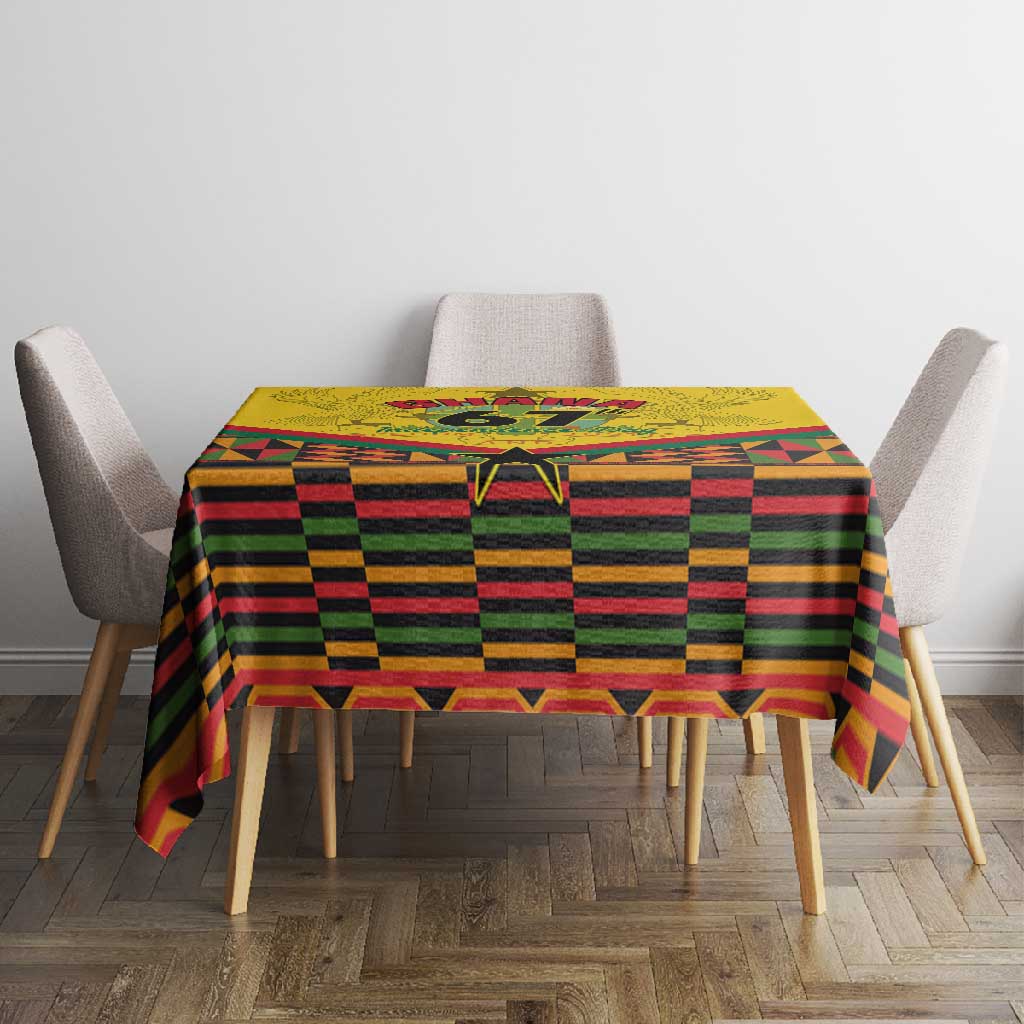 Ghana Independence Day Tablecloth with Freedom and Justice and African Pattern