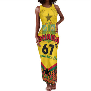 Ghana Independence Day Tank Maxi Dress with Freedom and Justice and African Pattern