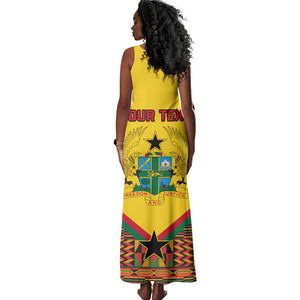 Ghana Independence Day Tank Maxi Dress with Freedom and Justice and African Pattern