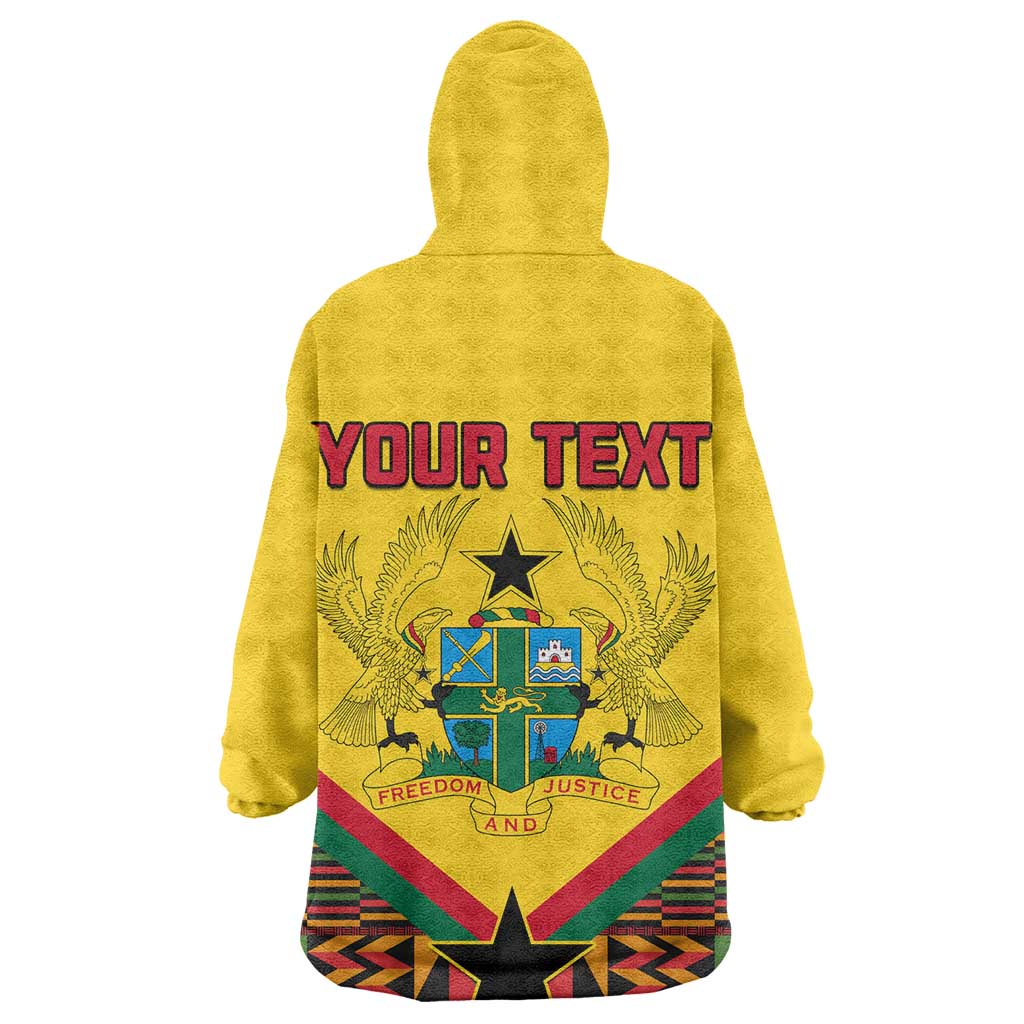Ghana Independence Day Wearable Blanket Hoodie with Freedom and Justice and African Pattern