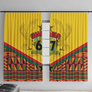 Ghana Independence Day Window Curtain with Freedom and Justice and African Pattern