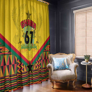 Ghana Independence Day Window Curtain with Freedom and Justice and African Pattern