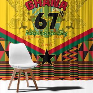 Ghana Independence Day Window Curtain with Freedom and Justice and African Pattern