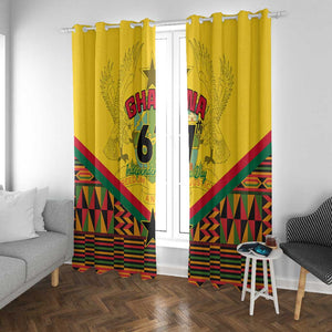 Ghana Independence Day Window Curtain with Freedom and Justice and African Pattern