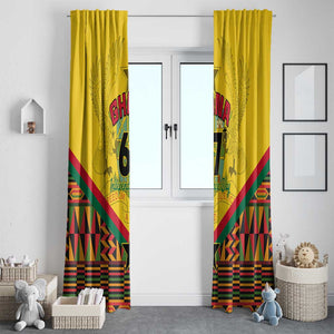 Ghana Independence Day Window Curtain with Freedom and Justice and African Pattern