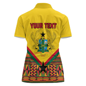 Ghana Independence Day Women Polo Shirt with Freedom and Justice and African Pattern