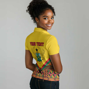 Ghana Independence Day Women Polo Shirt with Freedom and Justice and African Pattern