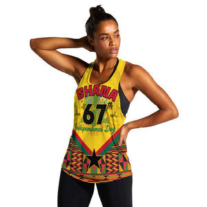 Ghana Independence Day Women Racerback Tank with Freedom and Justice and African Pattern