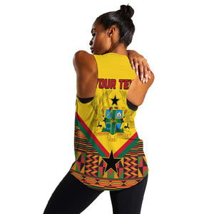 Ghana Independence Day Women Racerback Tank with Freedom and Justice and African Pattern