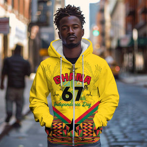 Ghana Independence Day Zip Hoodie with Freedom and Justice and African Pattern