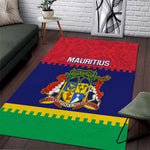 Mauritius Independence Day Area Rug with Stella Clavisque Maris Indici and Floral Pattern