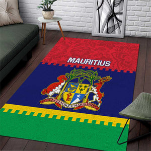 Mauritius Independence Day Area Rug with Stella Clavisque Maris Indici and Floral Pattern