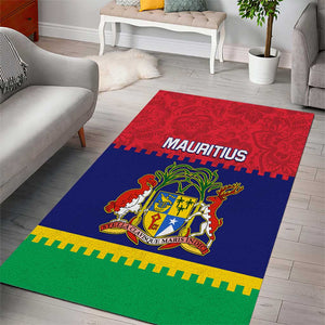 Mauritius Independence Day Area Rug with Stella Clavisque Maris Indici and Floral Pattern