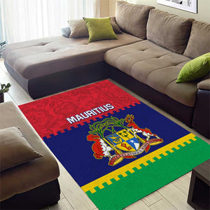 Mauritius Independence Day Area Rug with Stella Clavisque Maris Indici and Floral Pattern