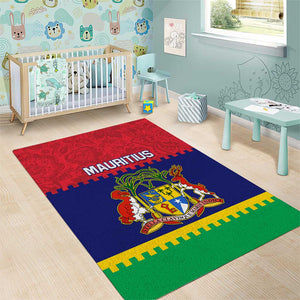 Mauritius Independence Day Area Rug with Stella Clavisque Maris Indici and Floral Pattern