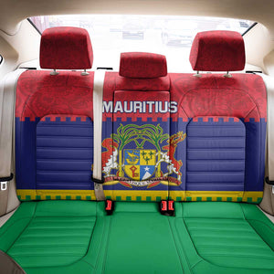 Mauritius Independence Day Back Car Seat Cover with Stella Clavisque Maris Indici and Floral Pattern