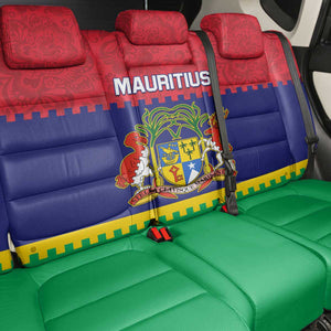 Mauritius Independence Day Back Car Seat Cover with Stella Clavisque Maris Indici and Floral Pattern