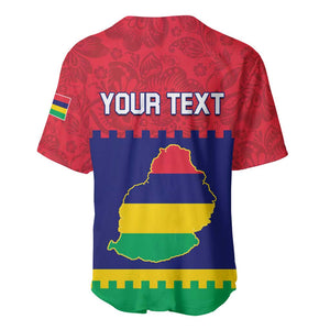 Mauritius Independence Day Baseball Jersey with Stella Clavisque Maris Indici and Floral Pattern