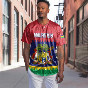 Mauritius Independence Day Baseball Jersey with Stella Clavisque Maris Indici and Floral Pattern