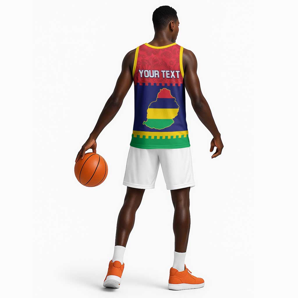 Mauritius Independence Day Basketball Jersey with Stella Clavisque Maris Indici and Floral Pattern LT01
