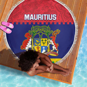 Mauritius Independence Day Beach Blanket with Stella Clavisque Maris Indici and Floral Pattern