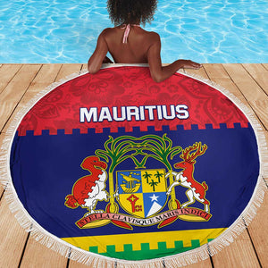 Mauritius Independence Day Beach Blanket with Stella Clavisque Maris Indici and Floral Pattern