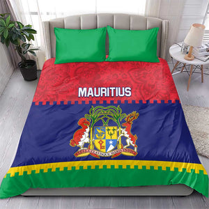 Mauritius Independence Day Bedding Set with Stella Clavisque Maris Indici and Floral Pattern