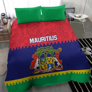 Mauritius Independence Day Bedding Set with Stella Clavisque Maris Indici and Floral Pattern