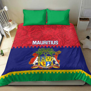 Mauritius Independence Day Bedding Set with Stella Clavisque Maris Indici and Floral Pattern