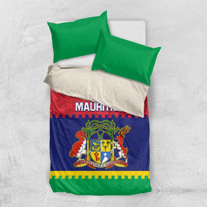 Mauritius Independence Day Bedding Set with Stella Clavisque Maris Indici and Floral Pattern