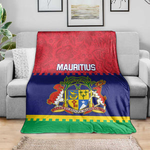 Mauritius Independence Day Blanket with Stella Clavisque Maris Indici and Floral Pattern