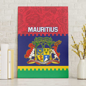 Mauritius Independence Day Canvas Wall Art with Stella Clavisque Maris Indici and Floral Pattern