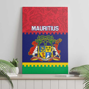 Mauritius Independence Day Canvas Wall Art with Stella Clavisque Maris Indici and Floral Pattern