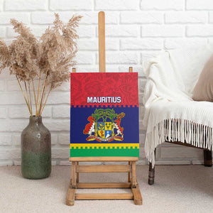 Mauritius Independence Day Canvas Wall Art with Stella Clavisque Maris Indici and Floral Pattern