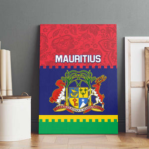 Mauritius Independence Day Canvas Wall Art with Stella Clavisque Maris Indici and Floral Pattern