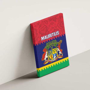 Mauritius Independence Day Canvas Wall Art with Stella Clavisque Maris Indici and Floral Pattern