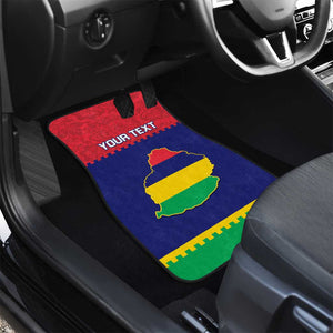 Mauritius Independence Day Car Mats with Stella Clavisque Maris Indici and Floral Pattern