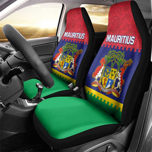 Mauritius Independence Day Car Seat Cover with Stella Clavisque Maris Indici and Floral Pattern