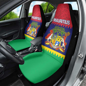 Mauritius Independence Day Car Seat Cover with Stella Clavisque Maris Indici and Floral Pattern