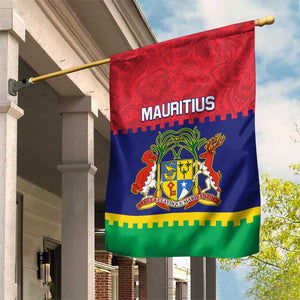 Mauritius Independence Day Garden Flag with Stella Clavisque Maris Indici and Floral Pattern