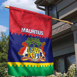 Mauritius Independence Day Garden Flag with Stella Clavisque Maris Indici and Floral Pattern