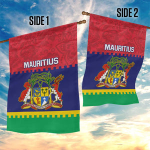 Mauritius Independence Day Garden Flag with Stella Clavisque Maris Indici and Floral Pattern