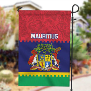 Mauritius Independence Day Garden Flag with Stella Clavisque Maris Indici and Floral Pattern