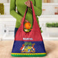 Mauritius Independence Day Grocery Bag with Stella Clavisque Maris Indici and Floral Pattern